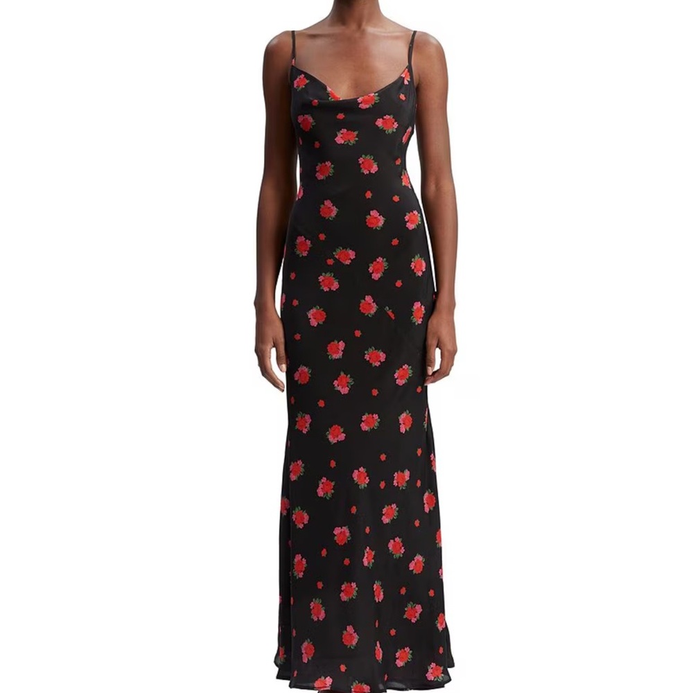 Monroe Floral Print Cowl Neck Sleeveless Slip Maxi Dress